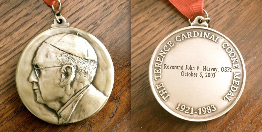 Fr. Harvey receives the Cardinal Cooke Medal of Peace